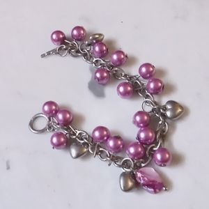 Bead and heart charm bracelet